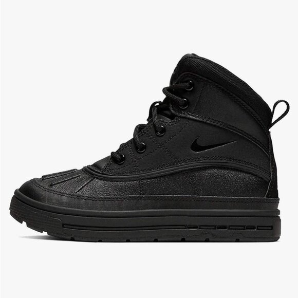 Nike Woodside High Top Lace Up Boys Kids Boots Black Sz 1Y Hiking Outdoor Comfy - Picture 1 of 9